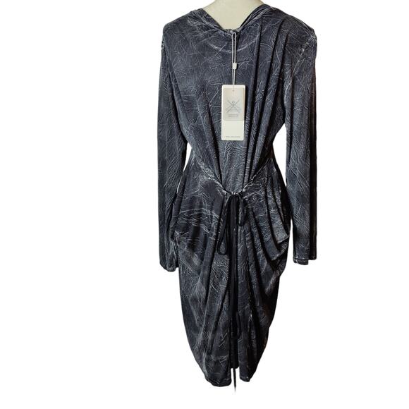 NWT Uma Raquel Davidowicz Grey Acid Wash Lagenlook Drapey Dress - Picture 10 of 10